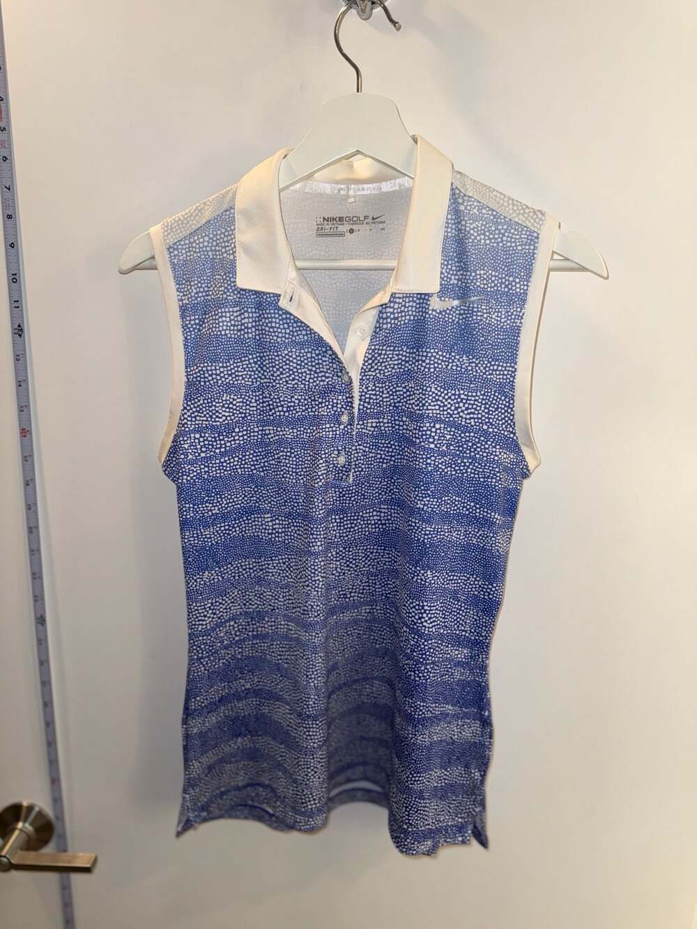 Nike Golf Women's Sleeveless Dri-Fit Printed Polo Shirt Size S Blue White 846897